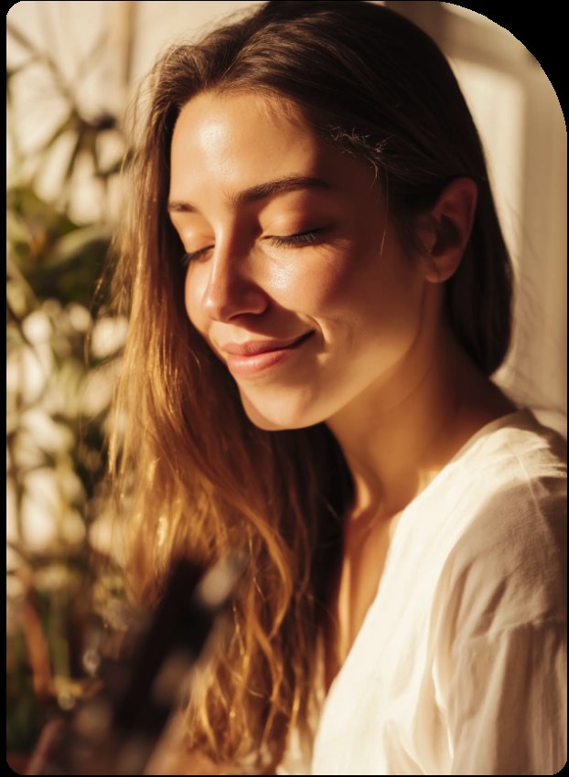 A woman feeling refreshed
